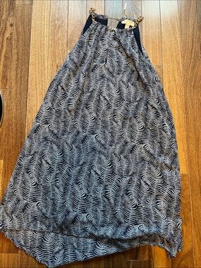 Michael Kors Black and White Printed Midi Dress with Chain Straps